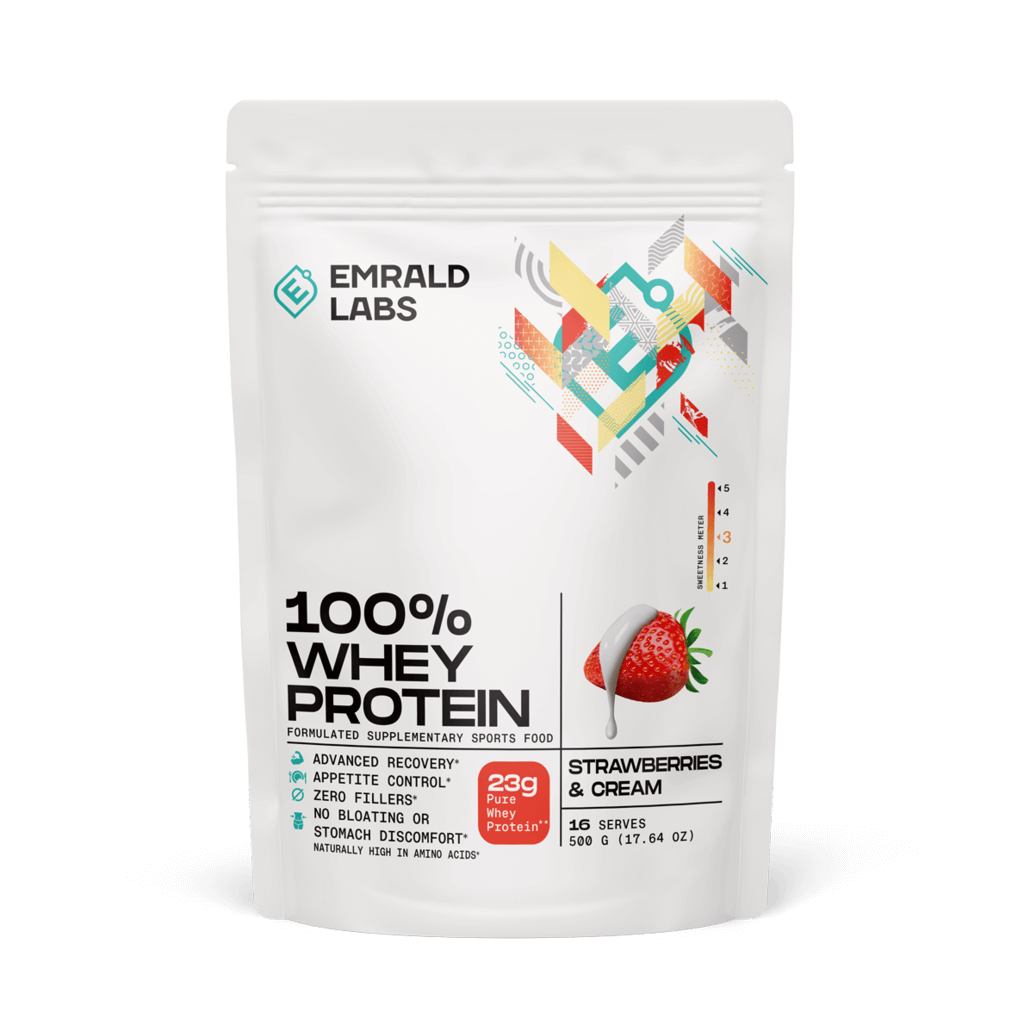 100% Whey Protein (38) & 100% Whey Protein Emrald Labs Whey blend protein 500g Strawberries & Cream
